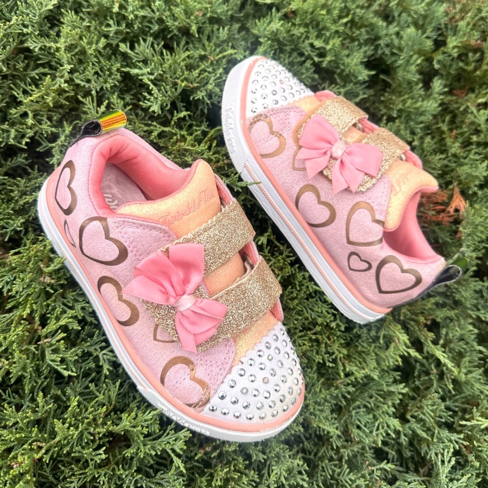 Skechers Twinkle Toes Toddler Girl Pink Rose Gold Light Up Sneakers